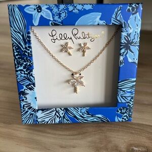 Lilly Pulitzer Gold Flower Necklace and Earring Set